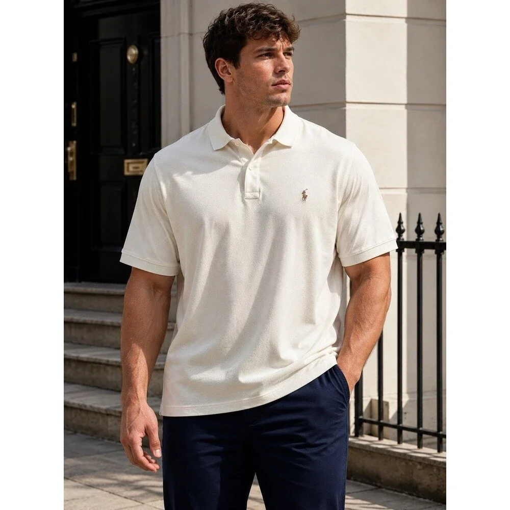 Polo Ralph Lauren Polo Shirt Mens XLT Cream Cotton Flesh Pony Classic Preppy